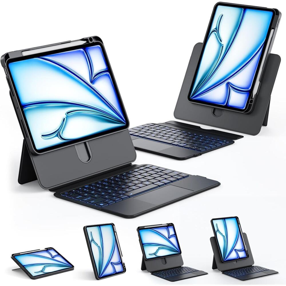 Tiaota 360° iPad Air/Pro 11″ Keyboard Case – Backlit, Touchpad, Pencil Holder